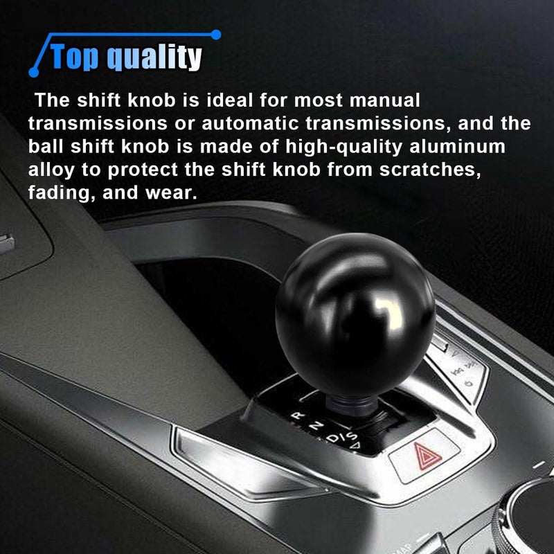 BDZMC Car Round Ball Gear Shift Knob, Aluminum Alloy Gear Shift Stick Head for Most Manual Vehicles with 3 Adapters M8, M10, M12 (Black) - Image 4